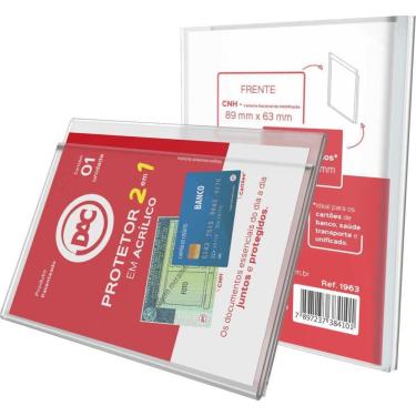 Imagem de Protetor Para Documentos Cnh + Cartão Acrílico Cristal