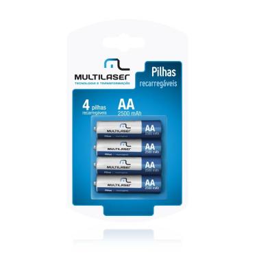 Imagem de Pilhas Recarregaveis AA Multilaser 2500mAH com 4 Unidades - CB052