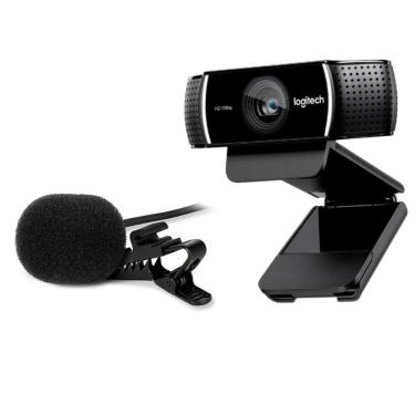 Imagem de Kit Streamer – Webcam Logitech C922 + Microfone de Lapela Sharkoon SM1