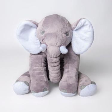 Imagem de Almofada Elefante Pelúcia 60cm Cinza Com Branco - Magna Baby