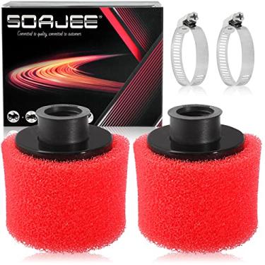Imagem de SOAJEE 2 peças de filtro de ar de 32 mm para 50cc - 90cc 110cc 125cc 150cc GY6 motor motocicleta ATV Quad Scooter Go Kart Mini Moto Bolso Pit Dirt Racing Super Bike Kawasaki Suzuki Yamaha 30mm 31mm Vermelho