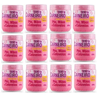 Imagem de 12 Creme Hidratante Pé Mãos Rachadura Sebo De Carneiro 220g