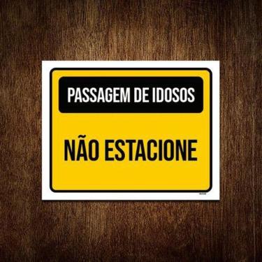 Imagem de Placa Amarela - Passagem Idosos Não Estacione 27X35