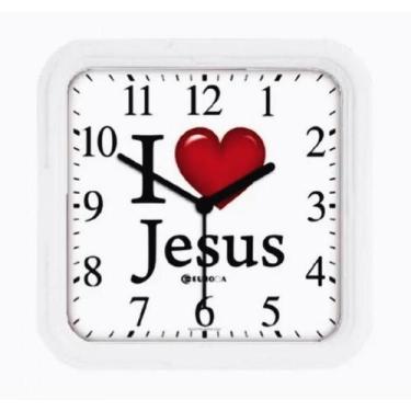 Imagem de Relógio De Parede Eurora Branco 6592 I Love Jesus Garantia