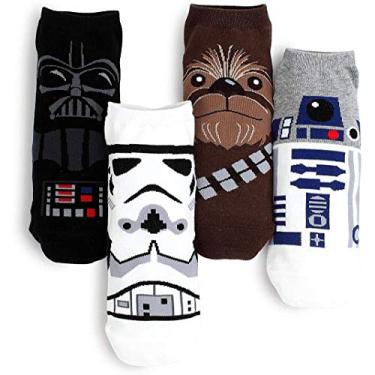Imagem de Coleção de meias Star Wars, 4 pares, corte baixo, tamanho único., Cores mistas, Tamanho Único
