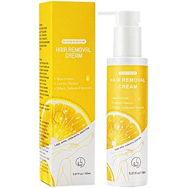 Imagem de Creme de remoção de pelos com sabor de limão para mulheres e homens, sem irritação indolor para pele sensível, creme de remoção de pelos de biquíni Sonobom, para áreas íntimas, braços,