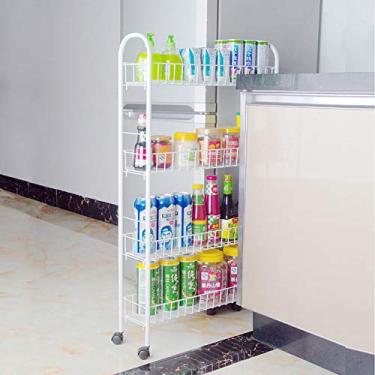 Imagem de Yajun Rack de torre de armazenamento deslizante fino design oco carrinho de carrinho respirável vegetal frutas prateleiras antiferrugem organizador de espaço estreito, 68x20x52cm