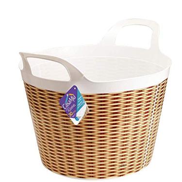 Imagem de Cesto Flexível Estampa Vime 30 Litros, 100014, Casa Mia, 1 unidade
