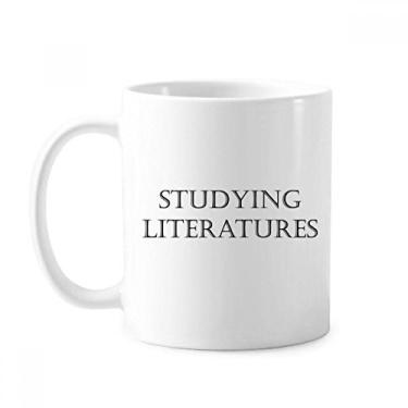 Imagem de Caneca de cerâmica com frases curtas para estudar literaturas, cerâmica e café, xícara de porcelana