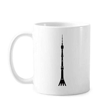 Imagem de Moscow Ostankino Tower Art Deco Presente Caneca de Cerâmica Copo de Porcelana de Café Utensílios de Mesa