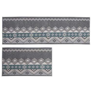 Imagem de Tapete de cozinha padrões geométricos macio tapete absorvente antiderrapante lavável sem derramamento tapete para sala de estar quarto cabeceira banheiro varanda entrada, cinza claro, 50 * 150 cm
