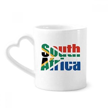 Imagem de Caneca com nome da bandeira do país da África do Sul caneca de café cerâmica copo de coração de vidro