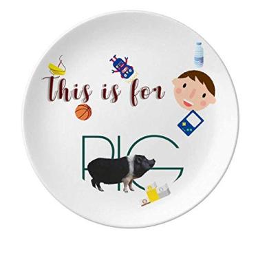 Imagem de Prato de porcelana Pig Line Wild Black Hair Prato de jantar redondo masculino