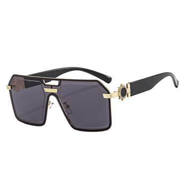 Imagem de Rimmes One Piece Óculos de Sol Quadrados Para Mulheres Moda Superdimensionada Gradiente Liga Óculos de Sol Masculino Plano Uv400 Tons Gafas De Sol, ouro todo cinza, tamanho único