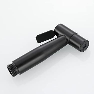 Imagem de LIDON Bidê de banheiro spray torneira de chuveiro preto bidê pulverizador de vaso sanitário conjunto de bidê portátil cabeça de chuveiro de banheiro pulverizador de aço inoxidável preto limpeza de vaso sanitário, preto B (cor: preto B)