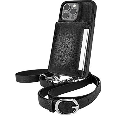 Imagem de Smartish Capa carteira transversal para iPhone 13 Pro - Dancing Queen [bolsa/embreagem com alça removível e alça de punho] Capa protetora com suporte para cartão de crédito - Stiletto preto-prata