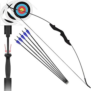 Imagem de Arco e Flecha Profissional Ambidestro 40lbs Empunhadura de Resina de Nylon com 5 Flechas de Ponta de Alumínio Para Treino Arqueria Tiro ao Alvo Caça Pesca