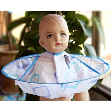 Imagem de Avental de salão dobrável com estampa floral infantil impermeável para corte de cabelo capa de guarda-chuva para casa cabeleireiro capa pano (azul)