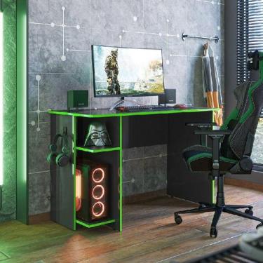 Imagem de Mesa Gamer Para Escritório Preto Verde Qmovi