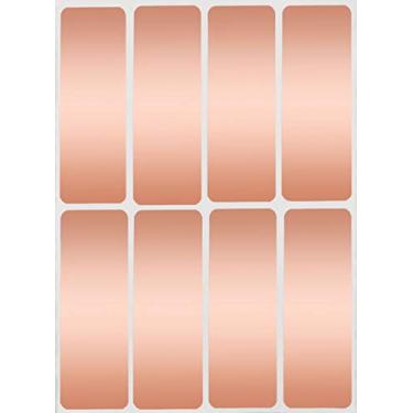 Imagem de Adesivos metálicos retangulares em ouro rosa 75 mm x 25 mm - pacote com 120