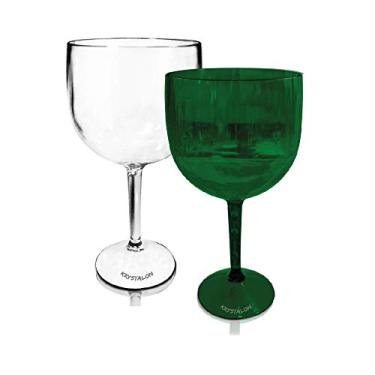 Imagem de Kit 2 Taças Verde e Transparente Acrílico Poliestireno
