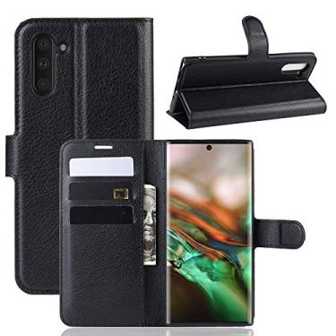 Imagem de Capa Capinha Carteira 360 Para Samsung Galaxy Note 10 Normal Tela De 6.3Polegadas Case Couro Flip Wallet - Danet (Preta)