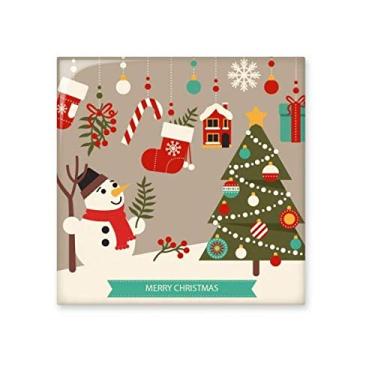 Imagem de Luvas de árvore de boneco de neve para festival, azulejo de cerâmica brilhante, decalque de pedra adornada de tijolos esmaltados