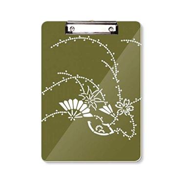 Imagem de Pintura Cultura Japonesa Prancheta Flor Verde Pasta Bloco de Escrita Placa de Apoio A4
