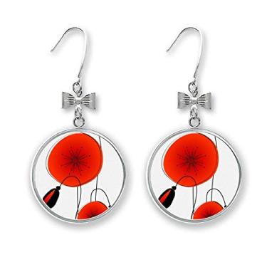 Imagem de Brincos de flor abstrata com laço de papoula de milho e gancho perfurado