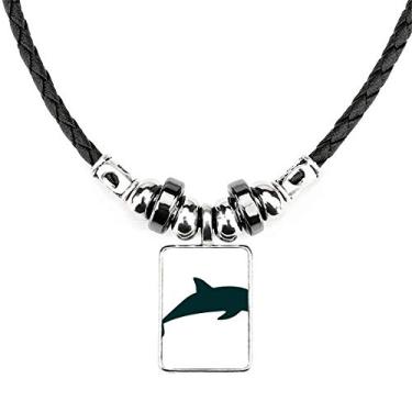 Imagem de Colar Blue Ocean Streamline Golfinho Natação Joias Torque Corda Pingente de Couro