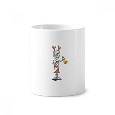 Imagem de Mummy Antlers Suporte para caneta de dente de muleta Horus Bell com suporte de cerâmica, Porta Escova Dente