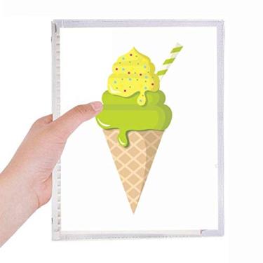 Imagem de Caderno de picolés Green Matcha com cones de sorvete e folhas soltas para diário recarregável