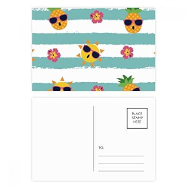 Imagem de Conjunto de cartão postal Abacaxi Sun Glass Flower River Cartão de felicitações de aniversário