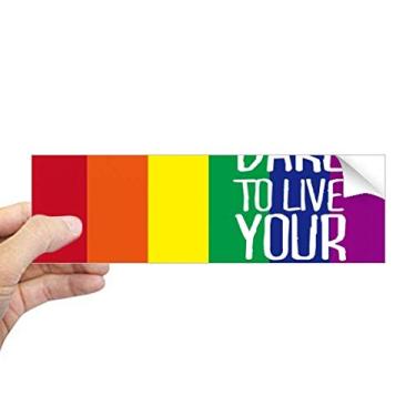 Imagem de DIYthinker Adesivo de para-choque retangular Live Your Truth LGBT Bandeira do arco-íris para janela