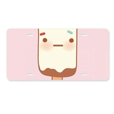 Imagem de DIYthinker Placa de licença de sorvete de chocolate com expressão facial em aço inoxidável para decoração de carro