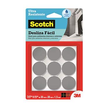 Imagem de 3M, Protetor Ultrarresistente Adesivo Desliza Fácil Scotch, Redondo, Cinza, Médio, 9 Unidades