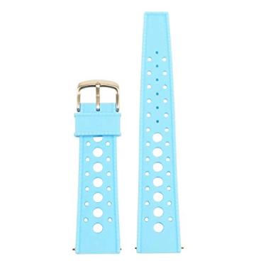 Imagem de Pulseira de rel gio de libera o r pida de silicone retr StrapsCo Escolha sua cor 18 mm, 20 mm, 22 mm, Light Blue, 20mm