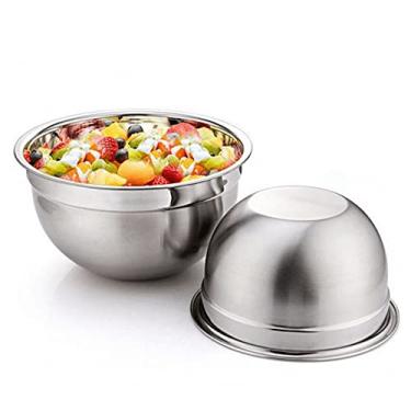 Imagem de Conjunto 2 Bowl Aço Inox 22 e 18 cm Tigela Multiuso Profissional Fundo Cozinha Completa Gourmet