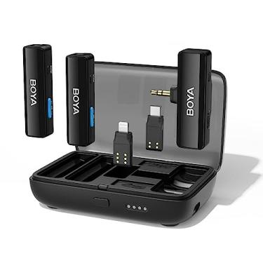 Imagem de QCYDOBRASIL Sistema de Microfone Lapela B.oyalink Sem Fio Multifuncional Multi Compatível 2.4GHz Conectores Intercambiáveis Canal Duplo para Gravações Profissionais Conferências Streaming - No Brasil