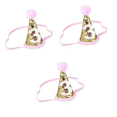 Imagem de Gadpiparty 3 Pecas Chapéu De Aniversário De Tiara De Aniversário Menina Chapéu De 3 Festas 3 Chapéu De Aniversário Chapéu De Número Festa De Papel 3º Bebê Princesa Adereços