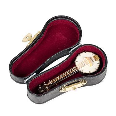 Imagem de Broadway Gift Réplica Banjo Miniatura Branco Brilhante 1,5 x 3 Resina Pedra Estatueta de Mesa