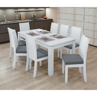 Imagem de Conjunto Sala De Jantar 6 Cadeiras Athenas 200 Lopas Branco/Linho Cinz