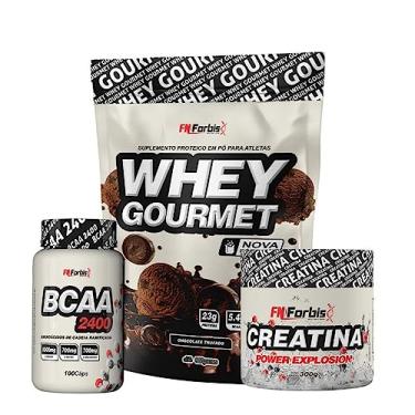 Imagem de Kit Whey Protein Refil + Creatina 300g + BCAA 100 cáps Gourmet - FN Forbis Nutrition (Chocolate Trufado)