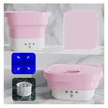 Imagem de Poderosa máquina de lavar portátil pequena máquina de lavar portátil mini máquina de lavar dobrável 4.5L eletrodoméstico limpeza ultrassônica pequena máquina de lavar única arruela de ciclo (cor: rosa)