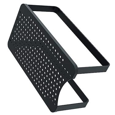 Imagem de LAPYAPPE Prateleira organizadora de armário com suporte preto prateleiras de mesa armário de metal preto prateleira de armário de cozinha prateleira preta dispensador de mesa suporte de mesa dispensadores de bebidas
