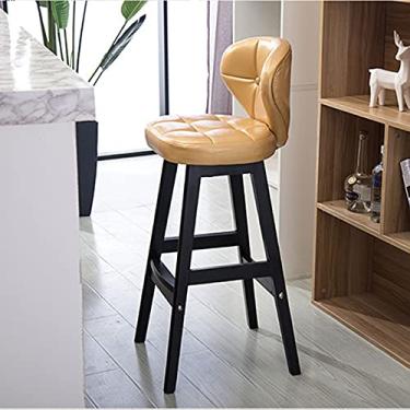 Imagem de Cadeiras de jantar cadeiras de sala de jantar conjunto de 2 bancos de bar de couro PU bancos de bar com apoio para os pés banqueta de bar vintage acolchoada para casa bar de madeira cadeiras de jantar para cozinha café da manhã Tudo está bem