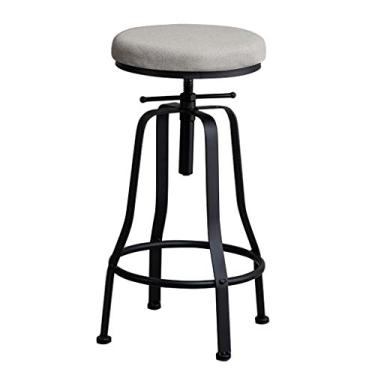 Imagem de Cadeiras de jantar banquetas de bar banco de bar ajustável e giratório cadeira de bar com encosto redondo cozinha ilha café da manhã banqueta balcão banqueta alta vintage design industrial suporte de ferro forjado, então