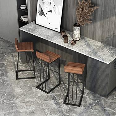 Imagem de Cadeiras de jantar cadeiras de sala de jantar bancos de bar estilo industrial decoração de casa cozinha balcão de café da manhã cadeiras de bar de madeira maciça com moldura de metal, fácil montagem, 1 peça tudo está bem
