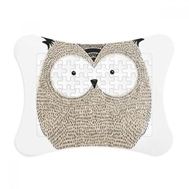 Imagem de Decoração de quadro de quebra-cabeça de coruja gordinha, estilo simples