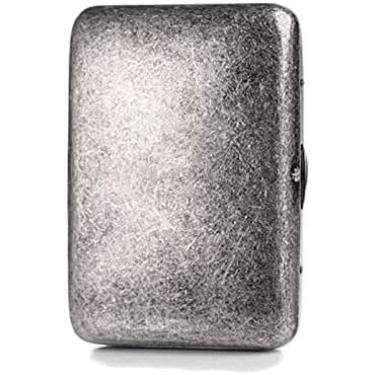 Imagem de Caixa De Cigarro De Escultura De Metal, Caixa De Cigarro De Aço Inoxidável, 16 Bastões De Cobre Puro Metal Prateado Antigo Retrô Personalidade Criativa Caixa De Cigarro Masculino Portátil Porta-ci